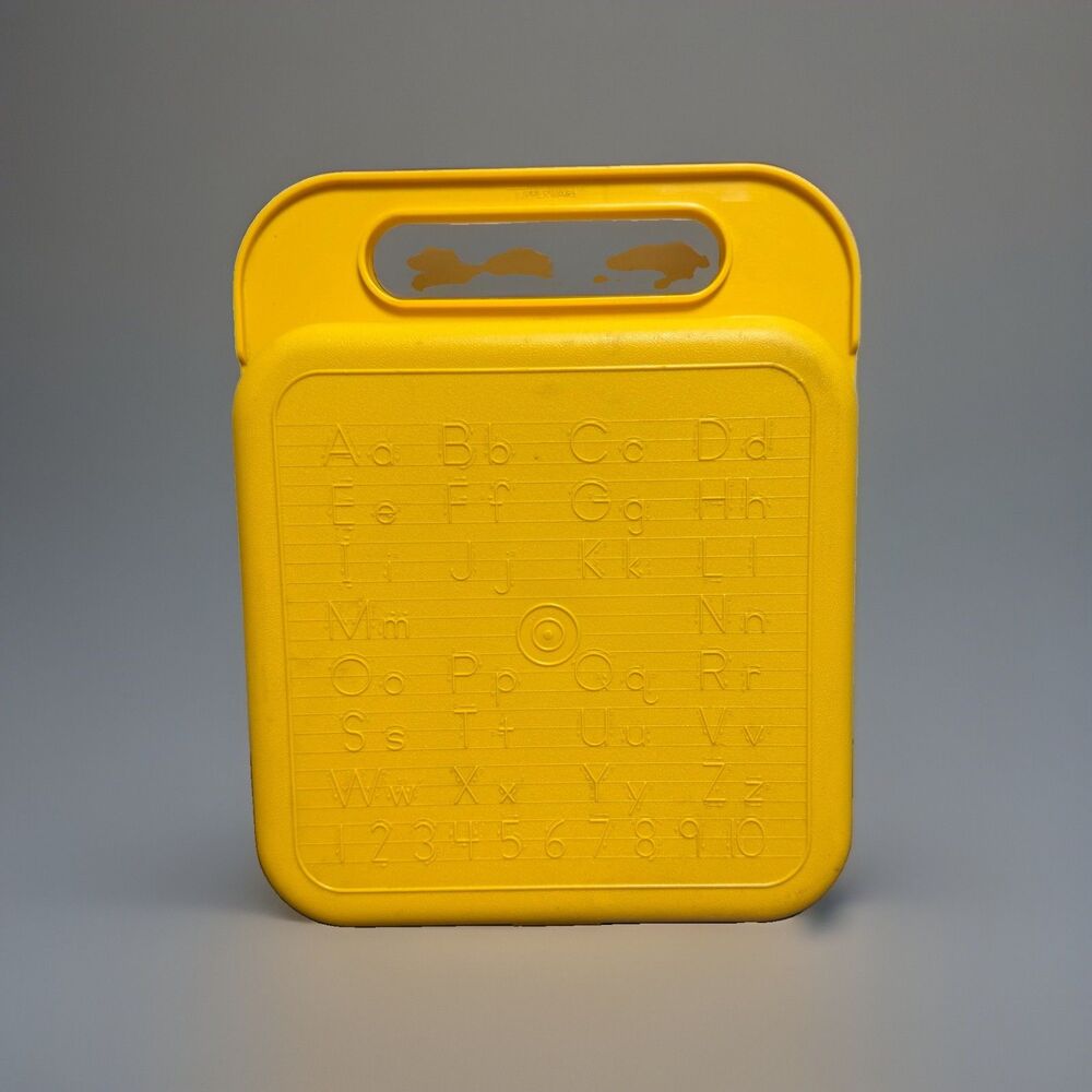 Vintage Tupperware Toys Yellow Alphabet Lunchbox ABC 123 Stencil Case